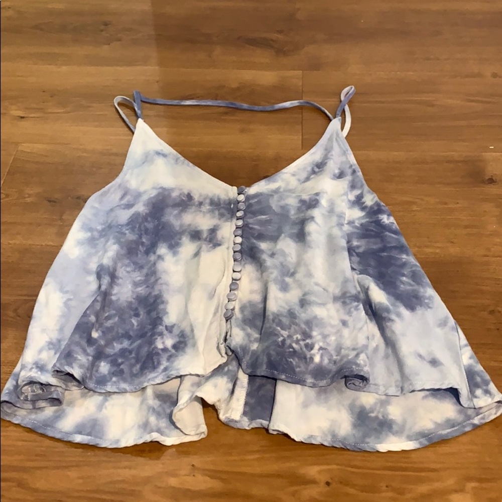 tie die tank top with buttons down center